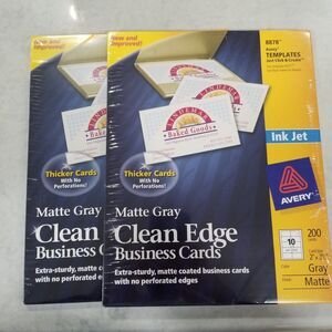 Avery matte gray clean edge business cards for inkjet printers 8878  nos 2 count